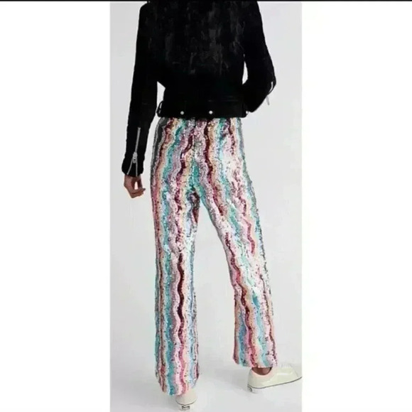Free people DISCO FLARE PANTS IN RAINBOW SEQUIN New With Tag - Picture 2 of 5